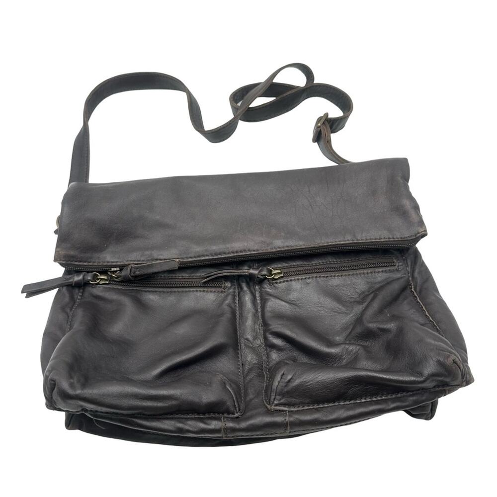 J. Jill Dark Brown Lamb Leather Messenger Bag